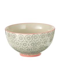 Set 4 ciotole con piccolo motivo Cécile, Ceramica, Beige, grigio, rosa, Ø 13 x Alt. 8 cm