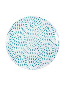 Service de table porcelaine imprimé marin Playa, 6 personnes (18 élém.), Turquoise, blanc