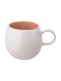 Ręcznie malowana filiżanka do herbaty Areia, 2 szt., Kamionka, Odcienie czerwonego, złamana biel, jasny beżowy, Ø 9 x W 10 cm