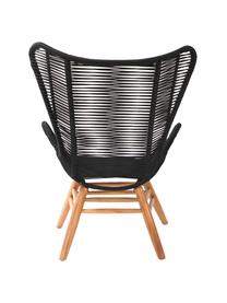 Fauteuil Tingeling in zwart met houten poten, Poten: acaciahout, Zwart, beige, B 72 x H 78 cm