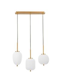 Lampada a sospensione color bianco/oro Lato, Paralume: vetro, Baldacchino: metallo rivestito, Bianco, dorato, Larg. 53 x Alt. 120 cm