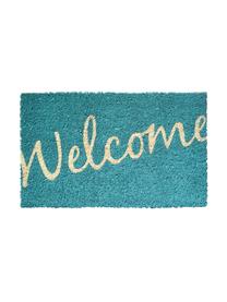 Paillasson Welcome, Turquoise intense, beige, larg. 40 x long. 60 cm