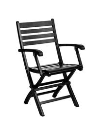 Silla con reposabrazos de jardín de madera York, Teca, arenada y lacada, Negro, An 51 x Al 86 cm