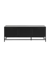 Credenza bassa in metallo nero con ante Newton, Metallo rivestito, Nero, Larg. 160 x Alt. 60 cm