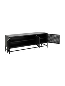 Credenza bassa in metallo nero con ante Newton, Metallo rivestito, Nero, Larg. 160 x Alt. 60 cm