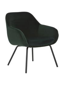 Sedia con braccioli in velluto Kassandra, Rivestimento: velluto (poliestere) 25.0, Gambe: metallo verniciato, Velluto verde scuro, Larg. 72 x Prof. 68 cm