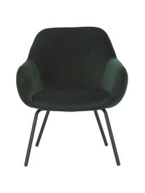 Sedia con braccioli in velluto Kassandra, Rivestimento: velluto (poliestere) 25.0, Gambe: metallo verniciato, Velluto verde scuro, Larg. 72 x Prof. 68 cm