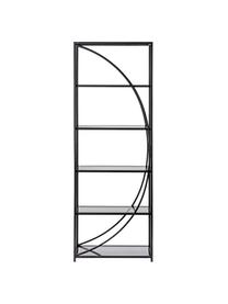 Estantería de metal Korvet, Estructura: metal epoxidado con pintu, Estantes: vidrio, Negro, gris, transparente, An 61 x Al 178 cm