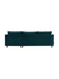 Sofa narożna z aksamitu z funkcją spania Loft, Tapicerka: 100% aksamit poliestrowy, Nogi: metal lakierowany, Szmaragdowy, S 275 x G 181 cm