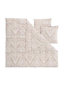 Pościel z bawełny organicznej renforcé Manon, Beżowy, we wzór, 200 x 200 cm + 2 poduszki 80 x 80 cm