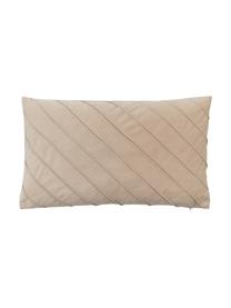 Samt-Kissenhülle Leyla in Beige mit Struktumuster, Samt (100% Polyester), Beige, B 30 x L 50 cm