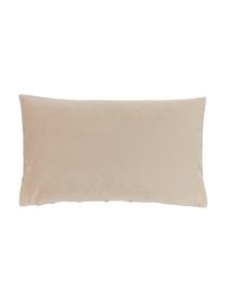 Housse de coussin en velours beige Leyla, Velours (100 % polyester), Beige, larg. 30 x long. 50 cm