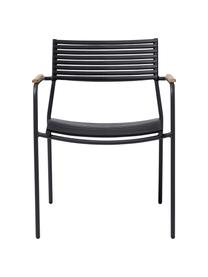 Sedia con braccioli da giardino Mood, Struttura: alluminio, verniciato a p, Seduta: materiale sintetico, Nero, legno di teak, Larg. 60 x Alt. 56 cm