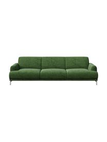 Divano 3 posti in tessuto verde scuro con sistema zero spot Puzo, Rivestimento: 100% poliestere, Sottostruttura: compensato, legno di betu, Piedini: metallo verniciato, Verde scuro, Larg. 240 x Prof. 84 cm