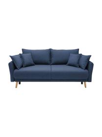 Sofa rozkładana z miejscem do przechowywania Mia (3-osobowa), Tapicerka: kaszmir, Nogi: drewno bukowe, Ciemny niebieski, S 228 x G 102 cm