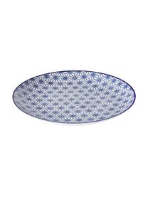 Platos llanos artesanales de porcelana Nippon, 4 uds., Porcelana, Azul, blanco, Ø 26 cm