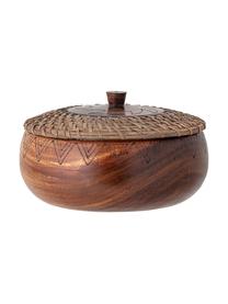 Duża miska z drewna akcjowego Femke, Drewno akacjowe, olejowany, rattan, Brązowy, Ø 24 cm x W 10 cm