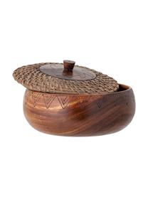 Duża miska z drewna akcjowego Femke, Drewno akacjowe, olejowany, rattan, Brązowy, Ø 24 cm x W 10 cm