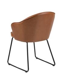 Krzesło z podłokietnikami ze sztucznej skóry  Mitzie, Tapicerka: poliuretan (sztuczna skór, Nogi: metal lakierowany, Koniakowy, czarny, S 57 x G 59 cm