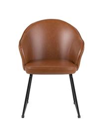Krzesło z podłokietnikami ze sztucznej skóry  Mitzie, Tapicerka: poliuretan (sztuczna skór, Nogi: metal lakierowany, Koniakowy, czarny, S 57 x G 59 cm