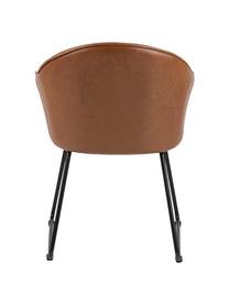 Sedia con braccioli  in similpelle Mitze, Rivestimento: poliuretano (similpelle), Gambe: metallo verniciato, Pelle sintetica cognac, gambe nere, Larg. 57 x Alt. 59 cm