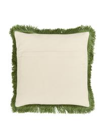 Housse de coussin avec franges Hilda, Multicolore Franges : vert foncé