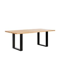 Table en bois massif Oliver, Chêne sauvage, noir