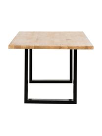 Eettafel Oliver met massief houten blad, Zitvlak: geolied massief wild eike, Poten: gepoedercoat metaal, Wild eiken, zwart, B 180 x D 90 cm