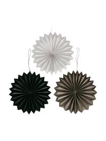 Adornos navideños estrellas artesanales Dilia, 3 uds., Papel reciclado, Negro, blanco, greige, Ø 30 cm