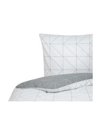 Biancheria da letto reversibile in cotone ranforce Marla, Grigio chiaro, bianco, 155 x 200 cm, 2 pz