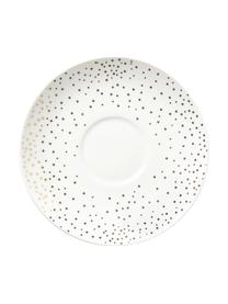 Tazas de café con platitos Goldie, 6 uds., Cerámica, Blanco y dorado moteado, Ø 8 x Al 10 cm