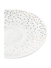 Tazas de café con platitos Goldie, 6 uds., Cerámica, Blanco y dorado moteado, Ø 8 x Al 10 cm