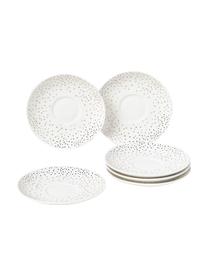 Tazas de café con platitos Goldie, 6 uds., Cerámica, Blanco y dorado moteado, Ø 8 x Al 10 cm