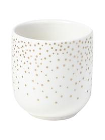 Tazas de café con platitos Goldie, 6 uds., Cerámica, Blanco y dorado moteado, Ø 8 x Al 10 cm