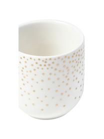 Espressotassen Goldie mit Untertassen, 6er-Set, Keramik, Weiss, Goldfarben, gepunktet, Ø 8 x H 6 cm, 90 ml