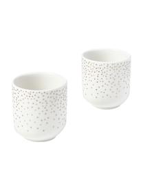 Tasses à expresso avec sous-tasses Goldie, 6 élém., Céramique, Blanc, doré, chiné, Ø 8 x haut. 6 cm, 90 ml