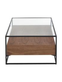 Salontafel Helix met lades, Frame: gepoedercoat metaal, Zwart, bruin, 120 x 40 cm