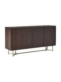 Aparador de madera maciza diseño espiga con cajones y puertas Luca, Estructura: madera de mango maciza, Patas: metal recubierto, Madera de mango, dorado, An 160 x Al 80 cm