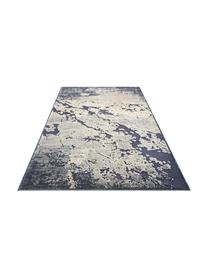 Viskose-Teppich Arroux mit Hoch-Tief-Effekt, Flor: 90% Viskose, 10% Polyeste, Dunkelblau, Beige, B 200 x L 300 cm (Grösse L)