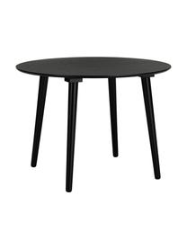 Mesa de comedor redonda de madera de caucho Jolina, Ø 106 cm, Tablero: tablero de fibras de dens, Patas: madera de caucho maciza, Madera de caucho pintada negro, Ø 106 x Al 76 cm