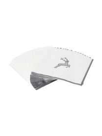 Papieren servetten Grey Deer, 20 stuks, Papier, Wit, grijs, L 33 x B 33 cm