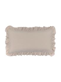 Poszewka na poduszkę z perkalu z efektem sprania i falbanką Florence, 2 szt., Beżowy, S 40 x D 80 cm