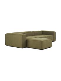 Modulares Sofa Lennon (4-Sitzer) mit Hocker, Bezug: 100 % Polyester Der strap, Gestell: Massives Kiefernholz FSC-, Webstoff Olivgrün, B 327 x T 207 cm