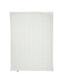 Pléd z organické bavlny Green Leaves, Bílá, zelená, vzor, Š 90 cm, D 120 cm