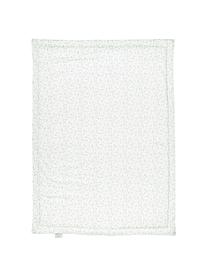 Pléd z organické bavlny Green Leaves, Bílá, zelená, vzor, Š 90 cm, D 120 cm