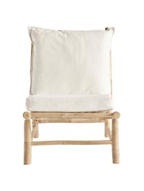 Fauteuil lounge bambou avec matelas rembourré Bamslow, Blanc, brun, larg. 55 x prof. 87 cm