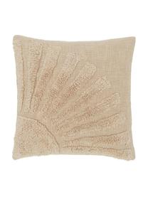 Baumwoll-Kissenhülle Ilari mit Hoch-Tief-Struktur, 100% Baumwolle, Beige, B 45 x L 45 cm