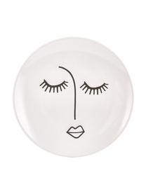 Platos postre artesanales Face, 6 uds., Cerámica, Blanco, negro, Ø 20 cm