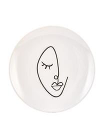 Platos postre artesanales Face, 6 uds., Cerámica, Blanco, negro, Ø 20 cm