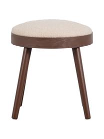 Stolička/odkládací stolek s odnímatelným bouclé podsedákem Laurie, Krémově bílá, borovicové dřevo, Ø 38 cm, V 38 cm